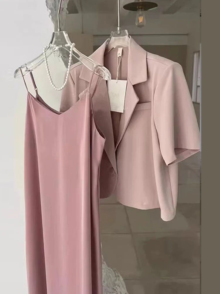 Ofis Qadın Geyimləri 2024 Qısa Qollu Blazerlər İncə Qollu