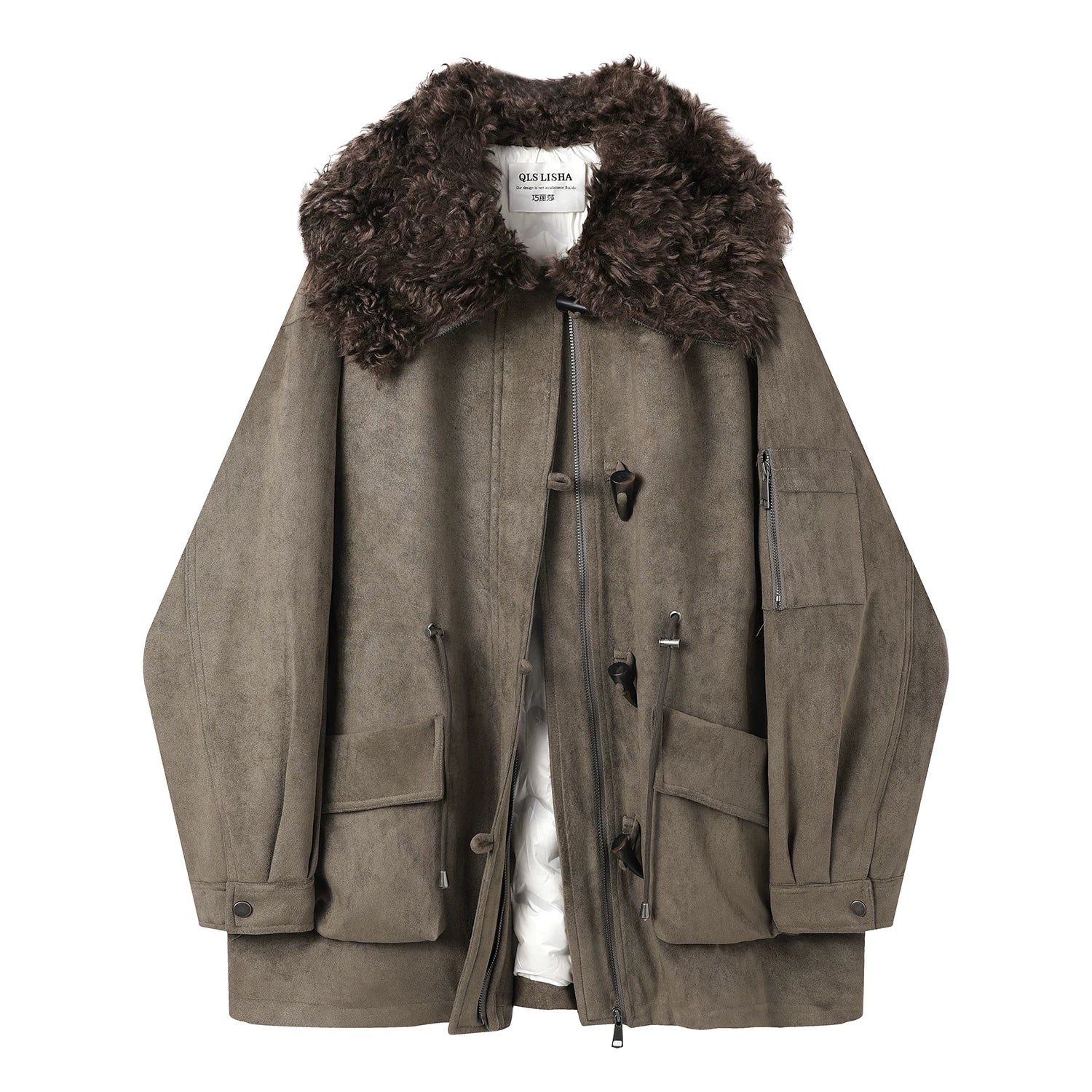 Chorlisa Design İsti, Boş Zamşa Gödəkçə Qadın Qış Orta Uzunluqlu Motosiklet Gödəkçəsi