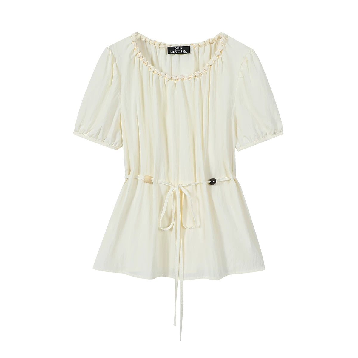 Cholisa Qadın Köynəyi 2026 Yeni Stil Aktual Məhsul, Unikal Muncuqlu Bel Arıqladıcı Qısa Qollu Köynək