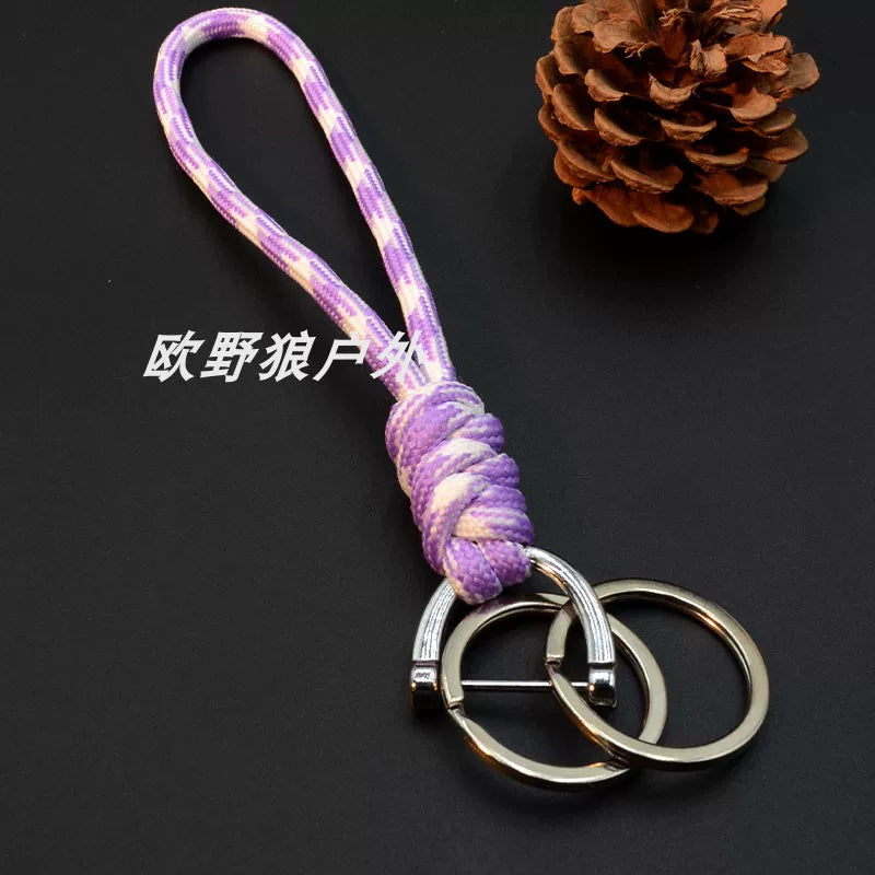 Yaradıcı əl işi avtomobil açar zənciri üzüyü, sadə toxunmuş nal nalı D formalı asma ip zənciri, çanta cazibədarlığı aksesuarı.