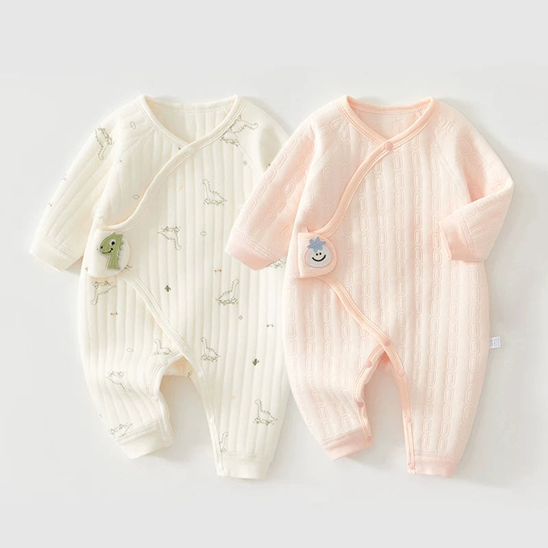 2 hissəli yeni doğulmuş körpə geyimləri dəsti, payız və qış bodiləri, təmiz pambıqdan isti və qalınlaşdırılmış körpə pijamaları, qış kombinezonları