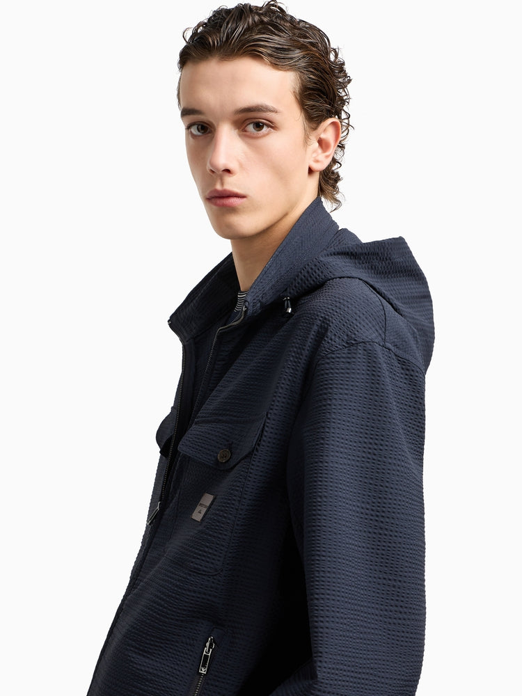 EMPORIO ARMANI/Armani Autumn/Winter New Men's Short Seersucker Work Jacket Sports Jacket