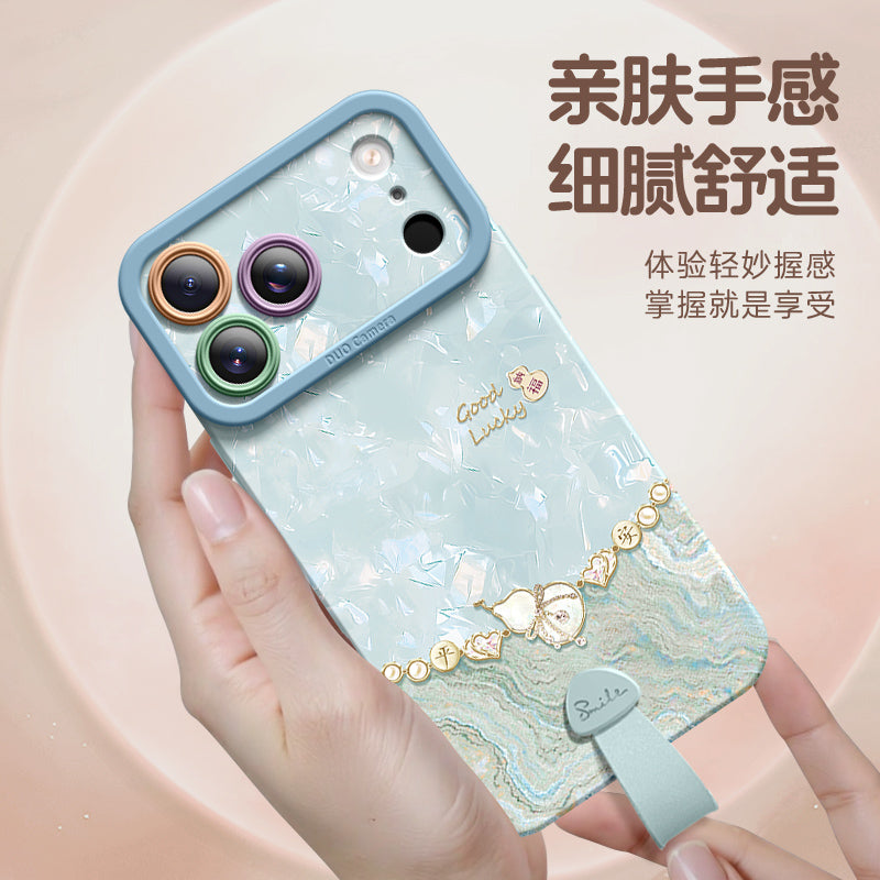 Apple 17promax mobil telefon qutusu üçün uyğundur yeni 17e Yeni il yumşaq qabıq 14 super yaraşıqlı 13 düşməyə qarşı 15pro sadə silikon iPhone16 lanyard yaşlı qadınlar üstəgəl uğurlar balqabağı 12 qadın