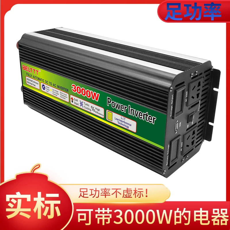 Vehicle inverter converter, 12V/24V to 220V high power pure sine wave inverter, truck and car inverter.