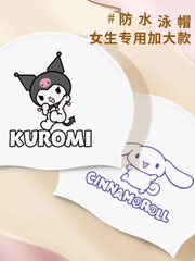 Kuromi silikon Sanrio KT pişik üzgüçülük papağı qadın böyüklər üçün silikon yüksək elastik suya davamlı üzgüçülük papağı peşəkar üzgüçülük papağı