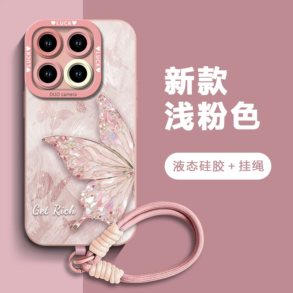 Yusha Bandie Xiaomi 15 Fengqichaoming cib telefonu qutusu 14pro qoruyucu örtük üçün uyğundur Redmi K80 yüngül lüks stil 70 silikon note14 qadın 13pro yüksək səviyyəli 12 payız əleyhinə pro yeni stil kordonlu