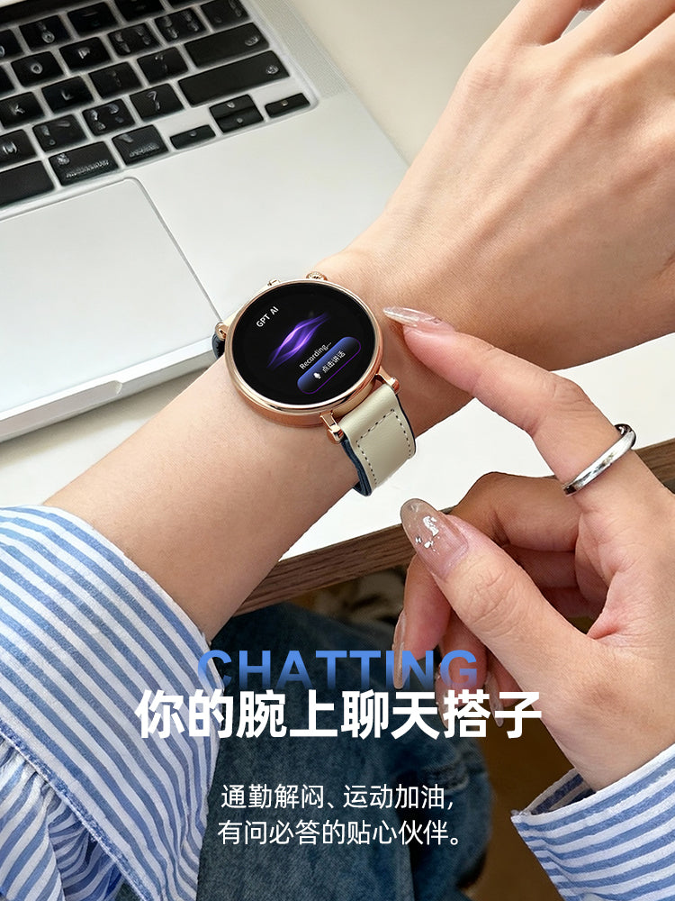 Qadın Ağıllı Saat Ürək döyüntüsü Modeli Crazy Horse Dəri Bluetooth Telefon İkili Ödənişli Yatmaq üçün Yağ Əleyhinə Yüksək Görünüşlü İdman Qolbağı
