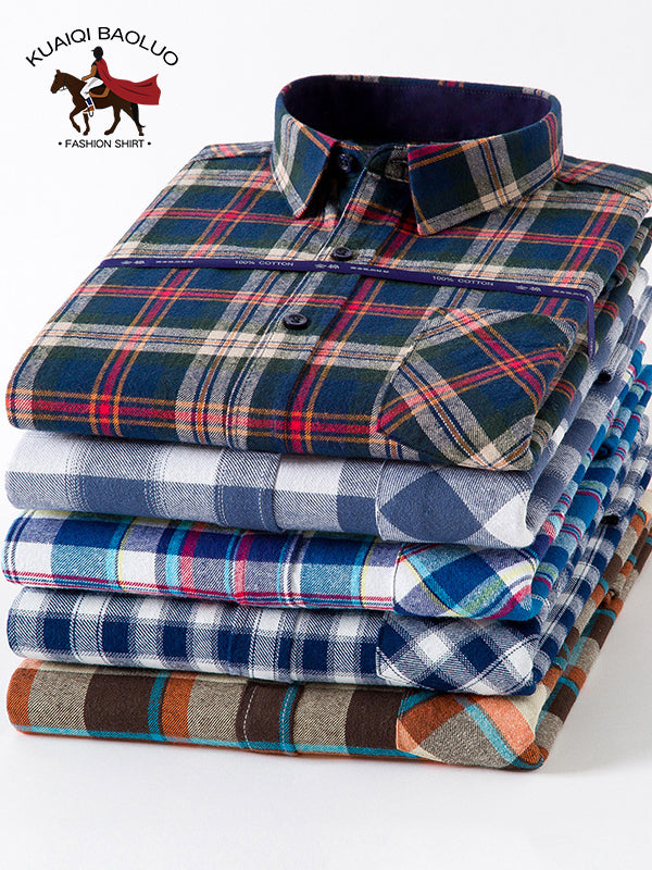 Paul 100% Pambıq Kişilər üçün Fırçalanmış Uzunqol Köynək, Gənc və Orta Yaşlı Kişilər üçün Gündəlik Pambıq Dama-dama Köynək, Böyük Ölçülü Kişi Geyimləri