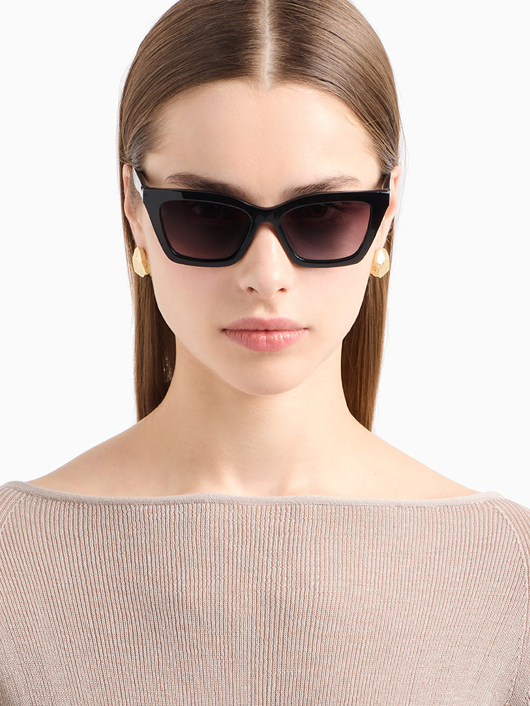 [Yeni il hədiyyəsi] EMPORIO ARMANI Qadınlar üçün Kəpənək Qalın Çərçivəli Günəş Eynəkləri (Rəsmi)