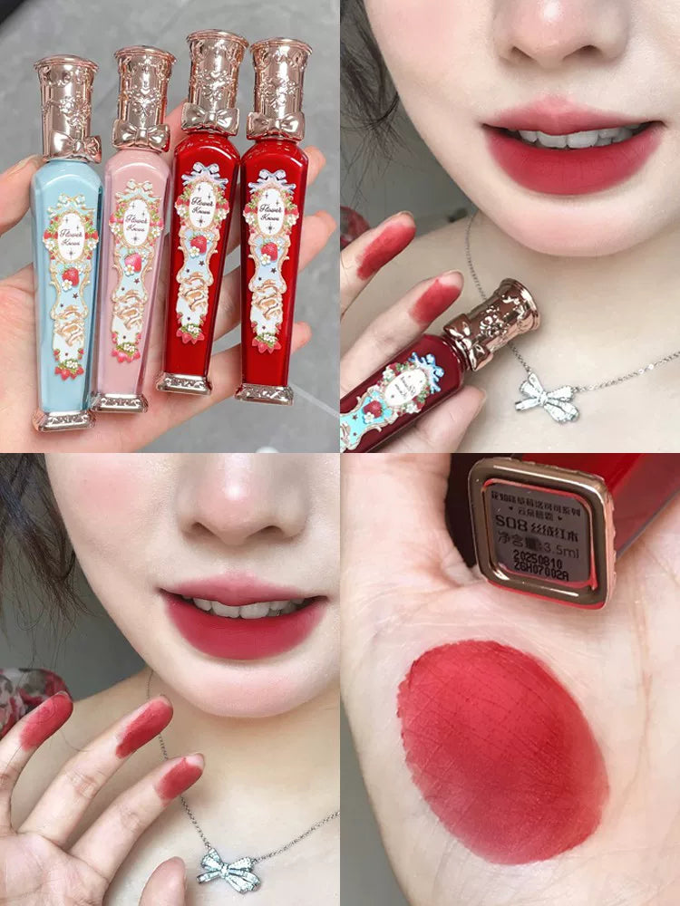 Flower Knows Çiyələk Rokoko Dodaq Kremi, Dodaq Boyası, Dodaq Palçığı, Payız/Qış Parlaqlaşdırıcı Dodaq Parıldadıcısı, Çılpaq Rənglər, Mat Məxmər Sonluq