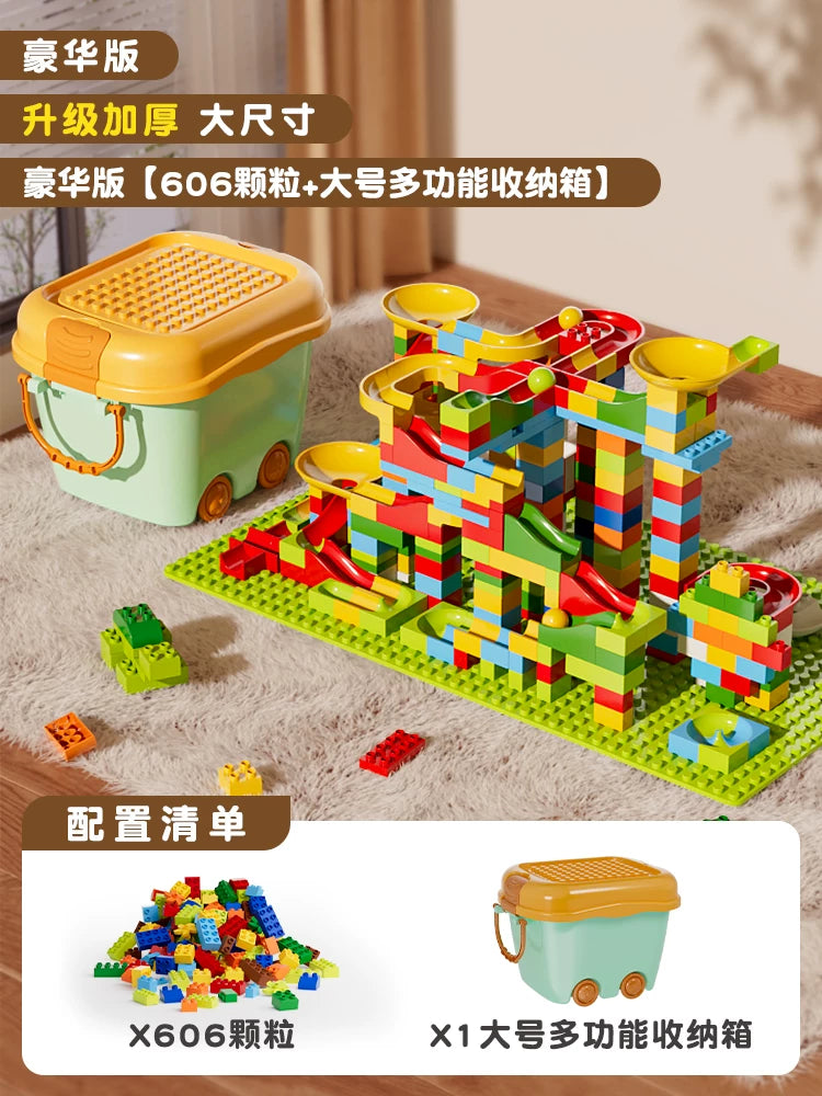 Uşaq tikinti bloku tapmaca oyuncağı, böyük hissəciklər arabası, körpə üçün çoxfunksiyalı kiçik araba, oğlan və qız üçün hədiyyə arabası.