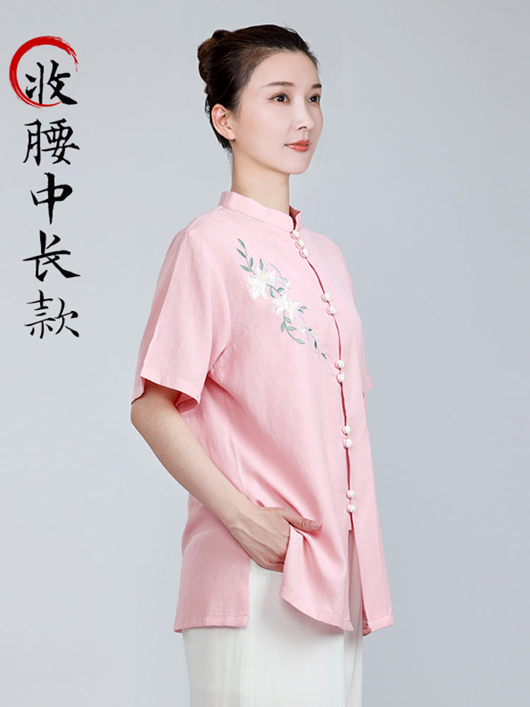 Xiaoheshan Tai Chi kostyumu Qadın Yeni 2026 Pambıq və Kətan Tai Chi Təcrübə Kostyumu Qadın Yay Geyimi Yaz və Payız Ba Duan Jin
