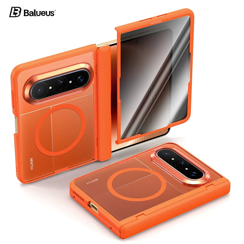Balueus Huawei puraxmax mobil telefon qutusu üçün uyğundur Pura x max kolleksiya versiyası geniş qatlanan ekran şaxtalı qoruyucu örtük mərkəzi ox qoruyucu linza hər şey daxil olan təmiz qabıq filmi inteqrasiya olunmuş maqnit qabıq
