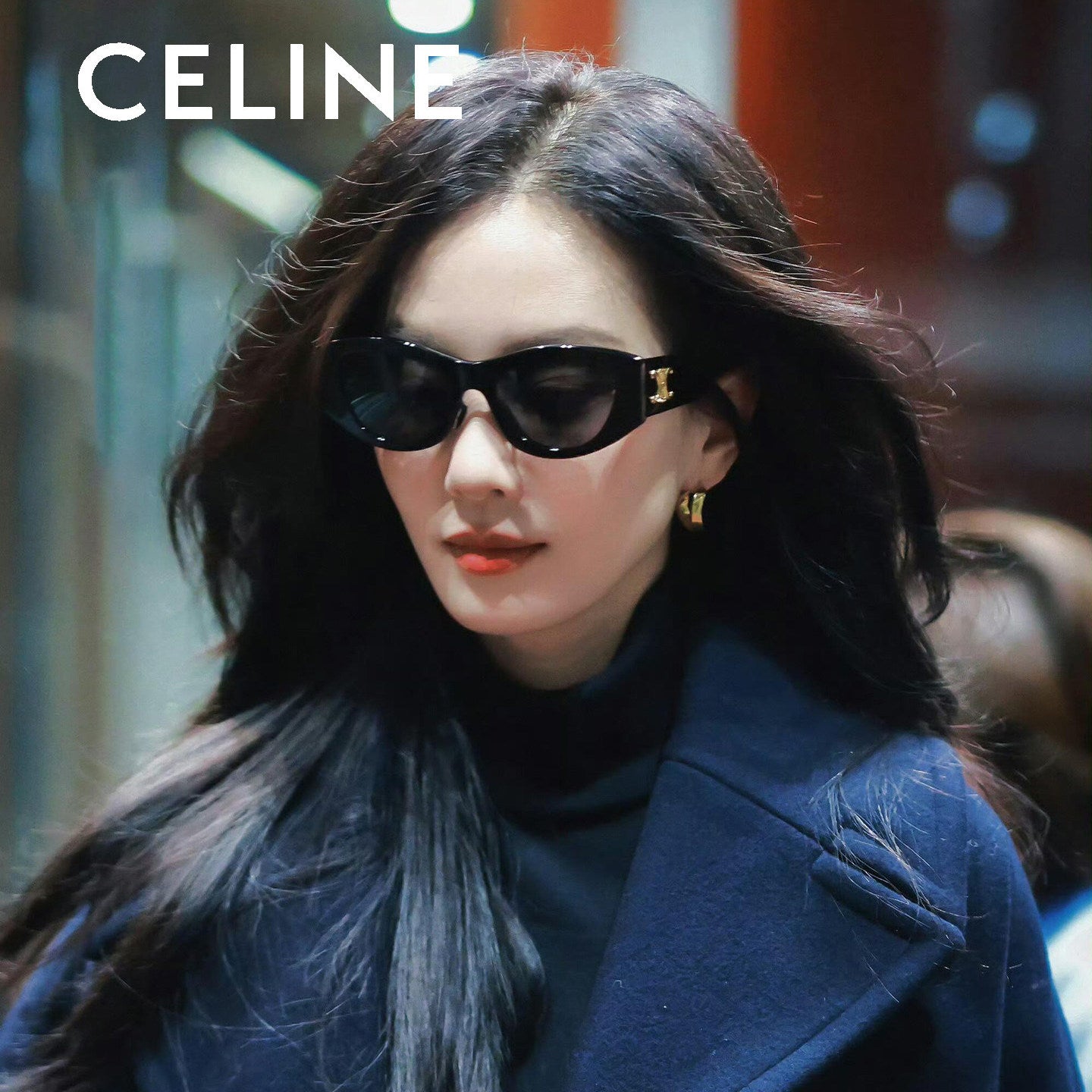 Celine günəş eynəyi qadın modası yüksək səviyyəli pişik gözü günəş eynəyi Arc de Triomphe loqosu günəşdən qoruyucu CL40308