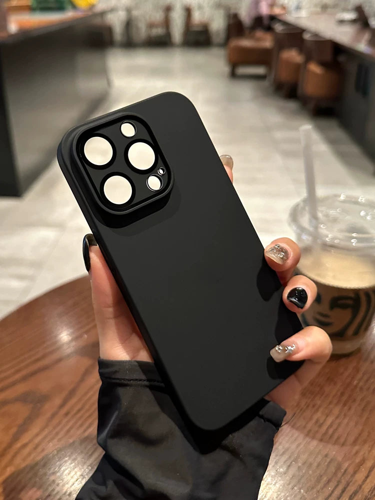 Ultra nazik dəri tutqun iphone17 mobil telefon qutusu üçün uyğundur 16pro apple 17promax lens filmi ilə yeni hava 15pro qara döyüşçü 13 kişi 14 düz rəng və hər şey daxil 12 qoruyucu örtük
