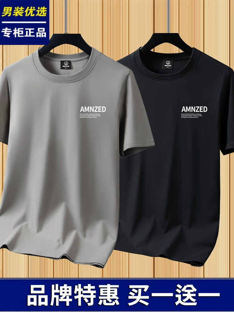 100% Sincan təmiz pambıq qısaqol kişi köynəyi moda ins dibli gənclik boş böyük ölçülü yay köynəyi yarımqol
