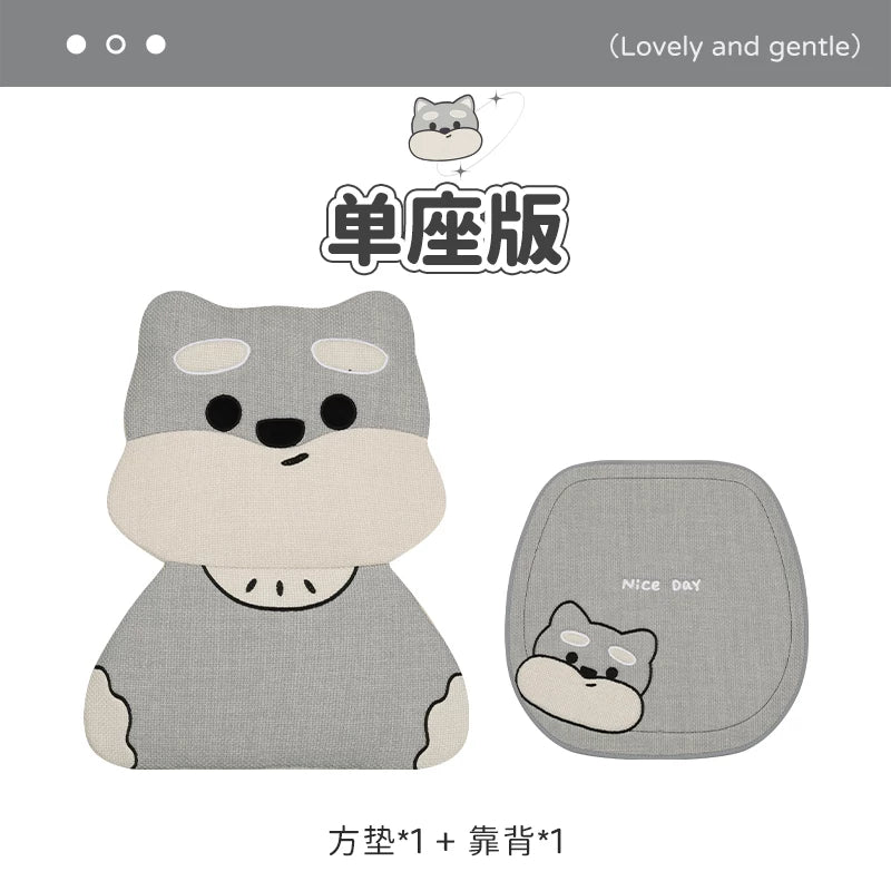 All-season cotton and linen car seat cushions, cute cartoon seat covers for girls, breathable, semi-enclosed, universal decorative cushions for fall and winter.