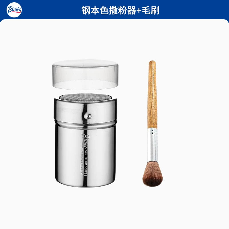 Bincoo toz yayıcı qəhvə tozu matcha kakao tozu şəkər tozu şüşəsi ələk borusu çiləyici toz qabı artefakt latte sənət çapı qəlibi