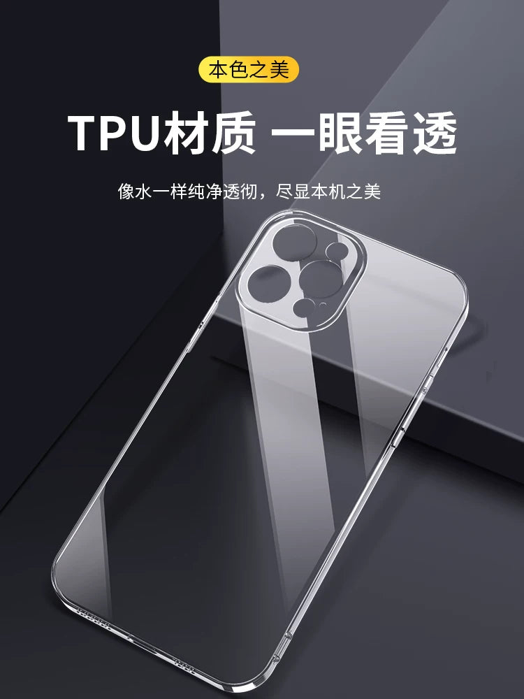 Apple 13 mobil telefonu üçün uyğundur iPhone13ProMax şəffaf düşməyə qarşı Pro yeni 14 ultra nazik Max qoruyucu qutu 14plus silikon pm lens i hər şey daxil Mini On üç ip yumşaq qabıqlı por kişi