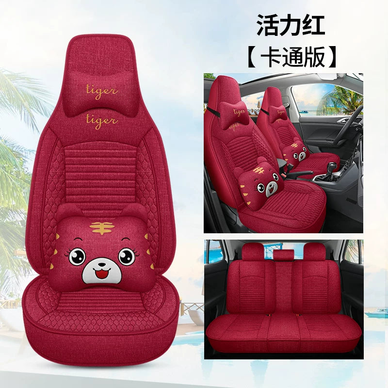2025 BYD Hiace 07 DM-i Linen Fabric Seat Covers, All Season Universal Car Seat Cushions
