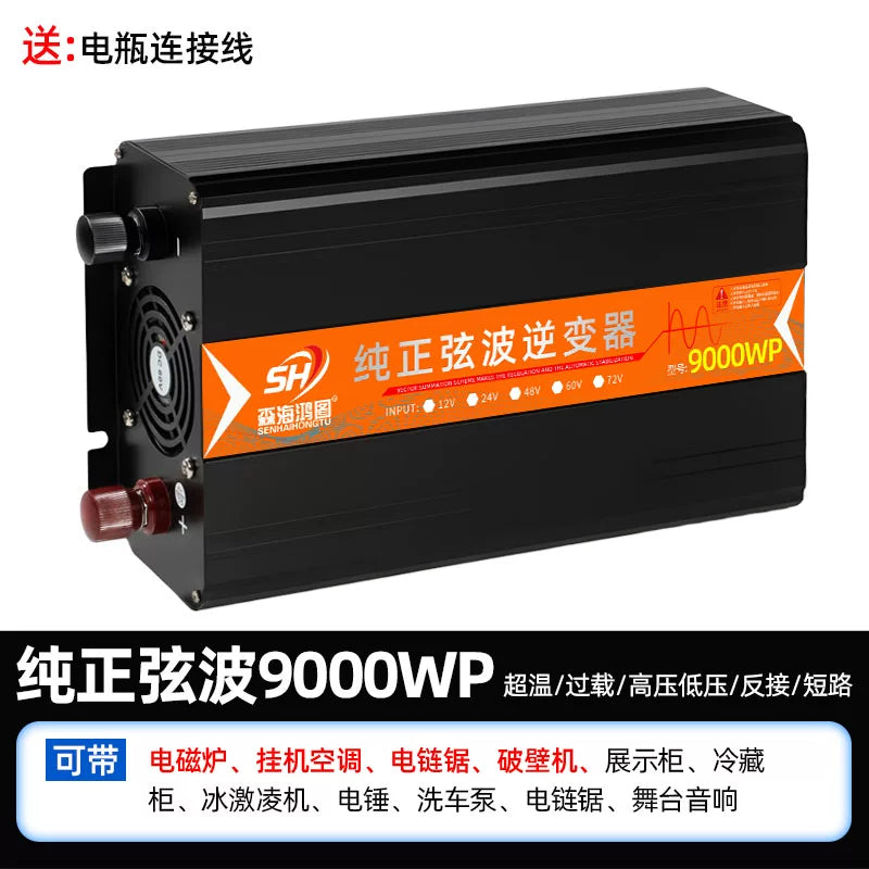 High power inverter for vehicles, trucks, electric vehicles and household use; 12V/24V/48V/60V to 220V converter.