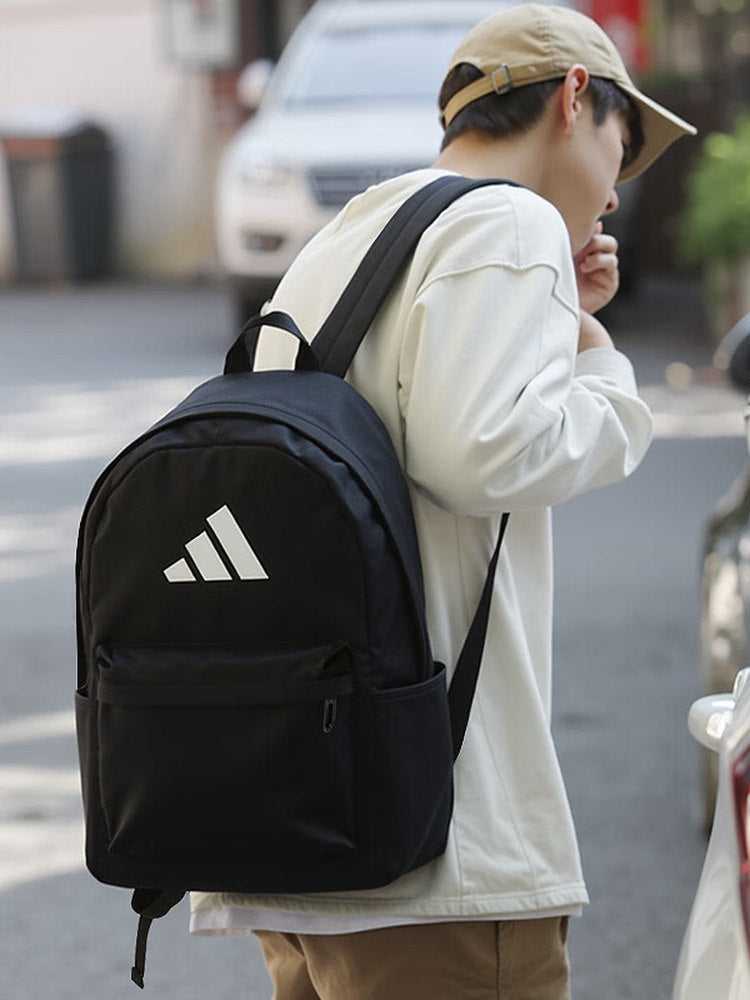 Black Adidas backpack for men and women, new model for the back-to-school season, large capacity, practical sports bag.