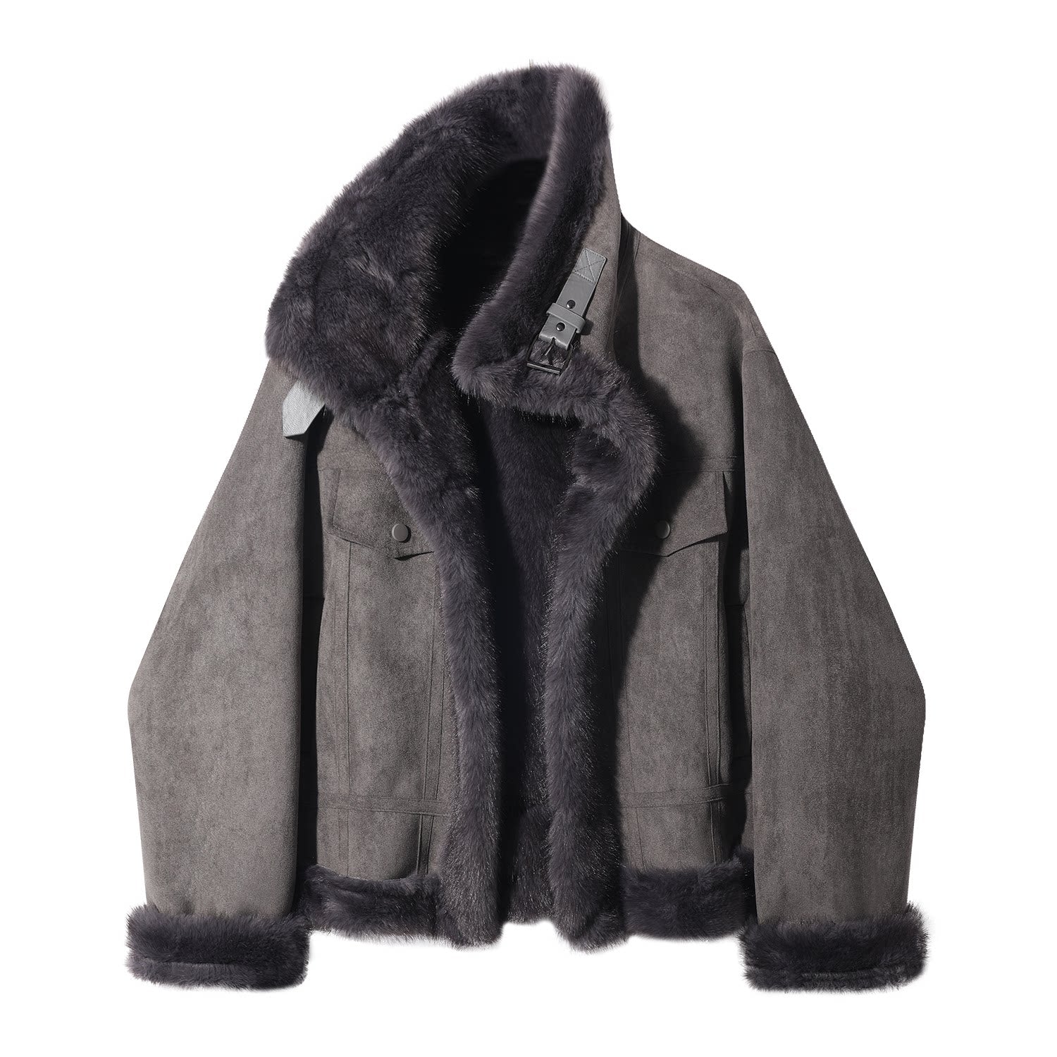 Cholisa-nın qadınlar üçün super şirin quzu yun paltosu, qırxılmış yun parçadan hazırlanmışdır, payız və qış üçün idealdır, çox yönlü və yüksək səviyyəli motosiklet stilindədir.