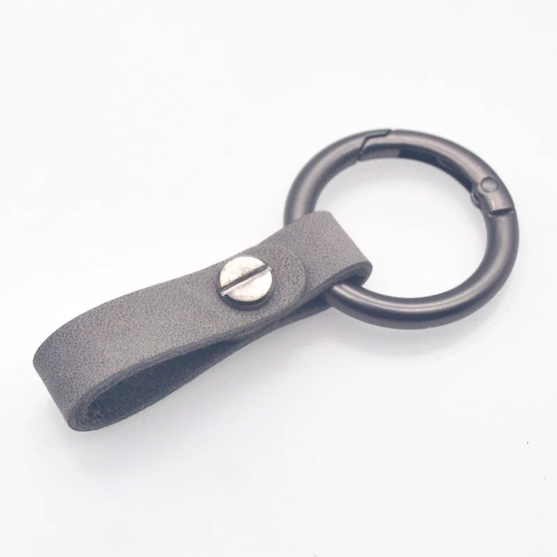 Genuine leather round ring car key chain men's cowhide key chain waist key ring car key chain pendant decoration