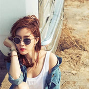 Yoo In Na-nın qadınlar üçün eyni üslublu günəş eynəyi, retro dəyirmi çərçivə, internet məşhuru, Koreya versiyası, moda kişilər üçün anti-UV polarizasiyalı gün eynəkləri