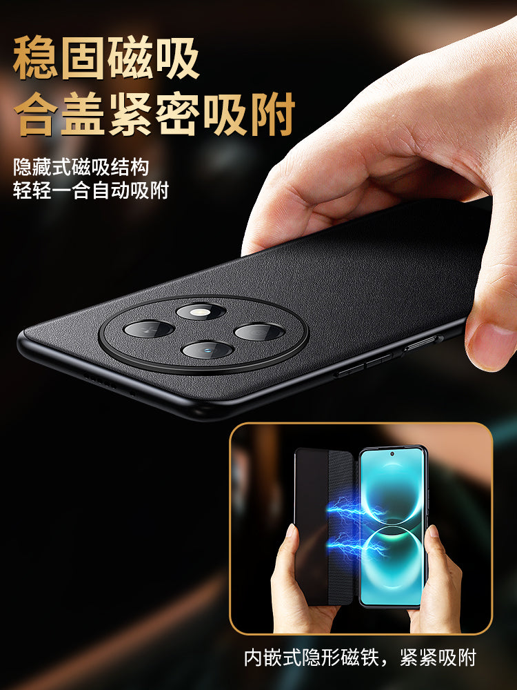 Huawei Enjoy 90promax mobil telefon qutusu üçün uyğundur yeni maqnit Enjoy 90Plus yüksək səviyyəli qapaqlı dəri 90promax qoruyucu qabıq mötərizə obyektivi hər şey daxil olmaqla, düşməyə qarşı 90 biznes yüksək səviyyəli hissi