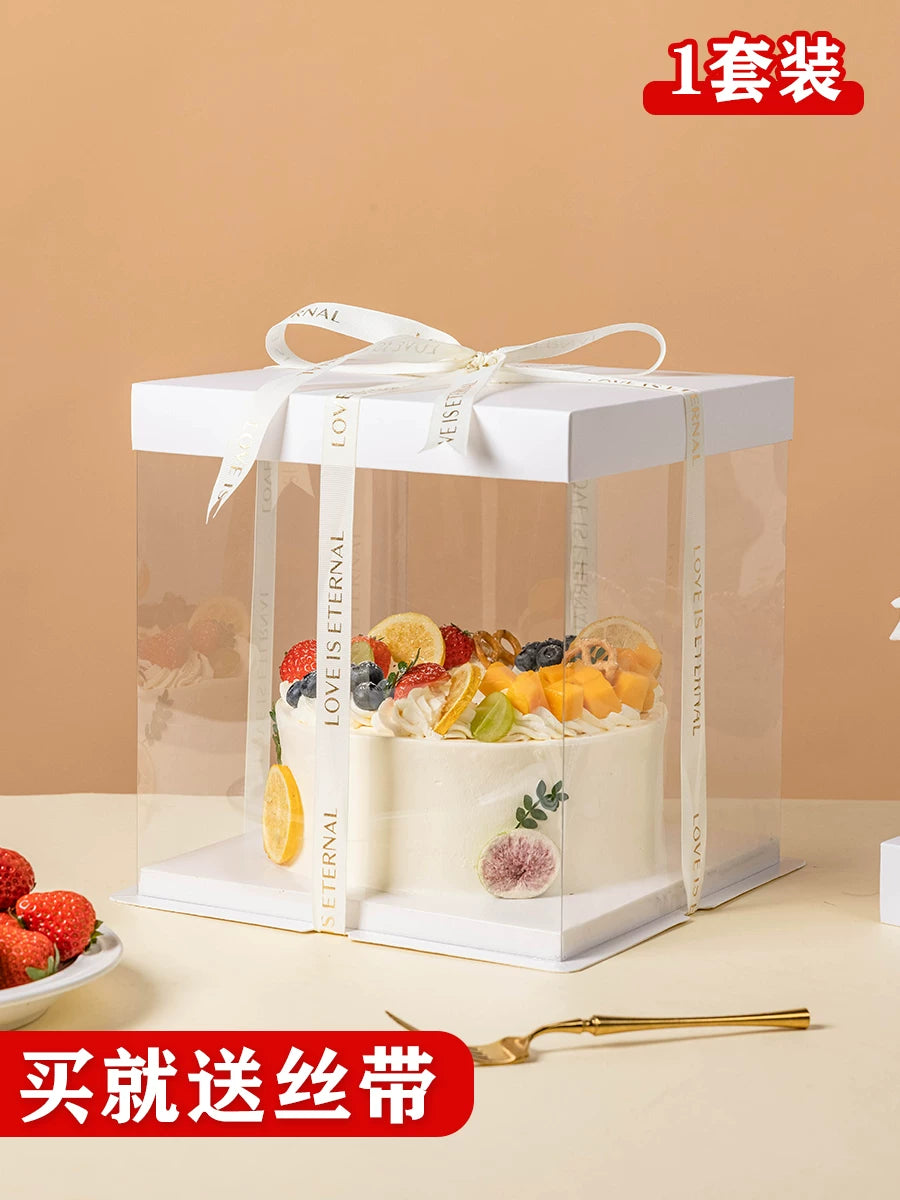 Ad günü tortu qutusu qablaşdırma qutusu şəffaf boş qəlyanaltı hədiyyə bazası 2 səkkiz düym 6 düym 8 altı 10 paket 4 tək