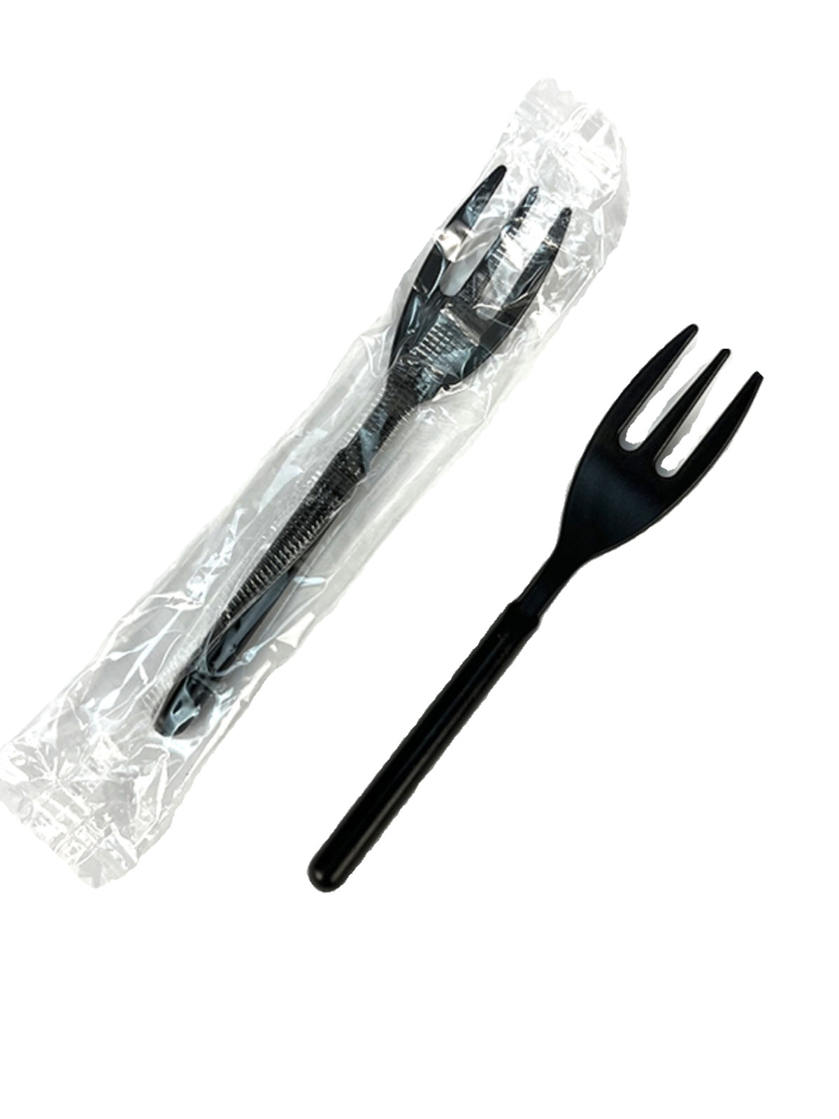 Yüksək keyfiyyətli meyvə çəngəl, birdəfəlik qara meşə tortu çəngəl, fərdi qablaşdırılan plastik kiçik çəngəl, yüksək səviyyəli üçbucaqlı çəngəl