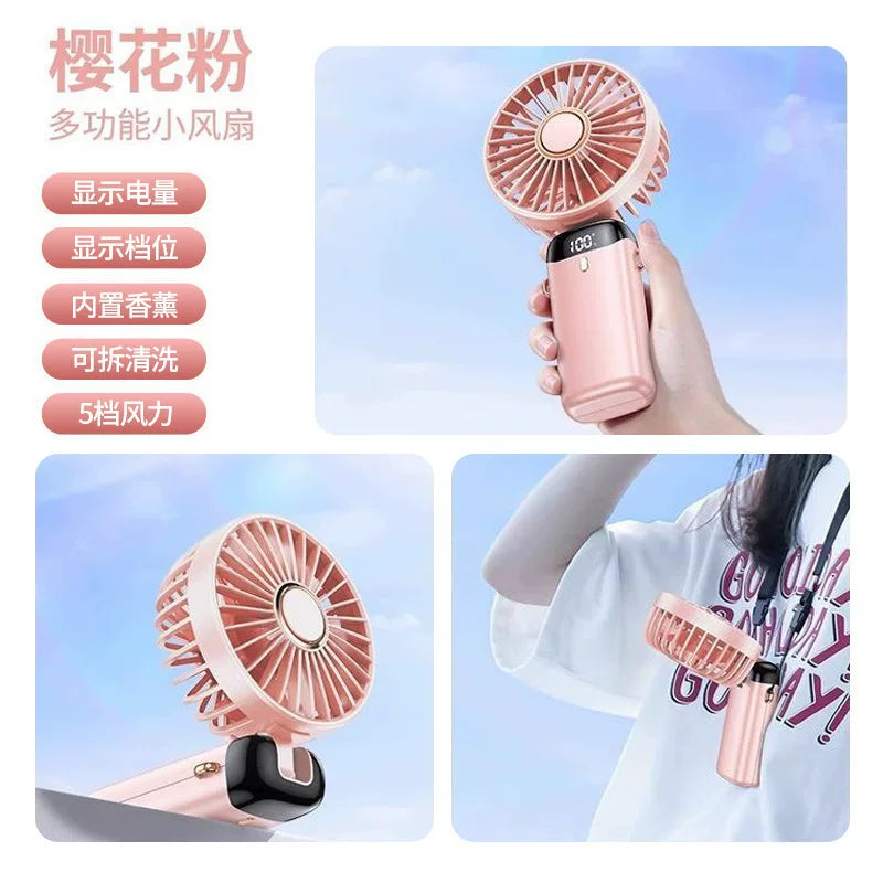 [Sifarişlə dərhal 50% Endirim] Rəqəmsal Displey Kiçik Fan Kiçik Masaüstü Mini Ofis Qatlanan Halter Xarici Şarj