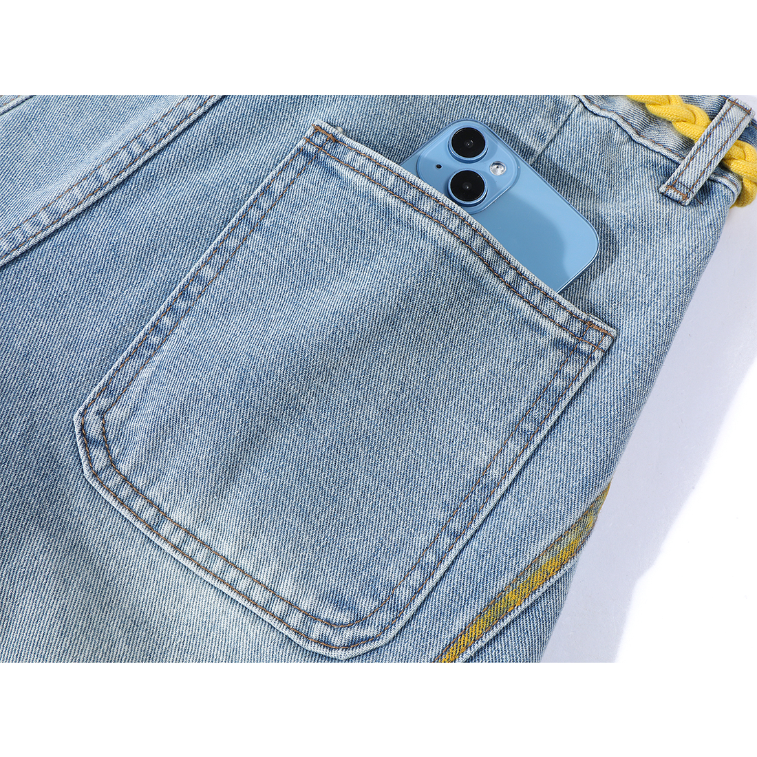 Chorissa Amerika Retro Yırtıq Mavi Cins Şalvar, Çoxfunksiyalı, Unikal Dizayn, Yüksək Belli, Arıqladıcı, Rəngli Qadın Şortları