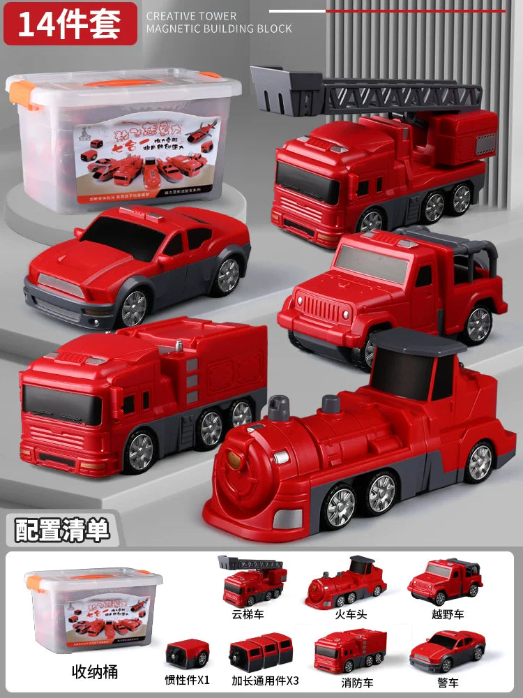 Maqnit tikinti blokları, uşaq oyuncaqları, təhsil, transformasiya, montaj, mühəndislik vasitəsi, robot, 6 yaşlı uşaqlar üçün Milad hədiyyəsi.