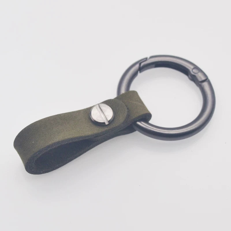 Genuine leather round ring car key chain men's cowhide key chain waist key ring car key chain pendant decoration