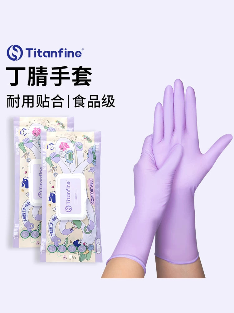 Titanfine/Tizan nitril məişət əlcəkləri qabyuyan, davamlı mətbəx təmizliyi, birdəfəlik qida növü