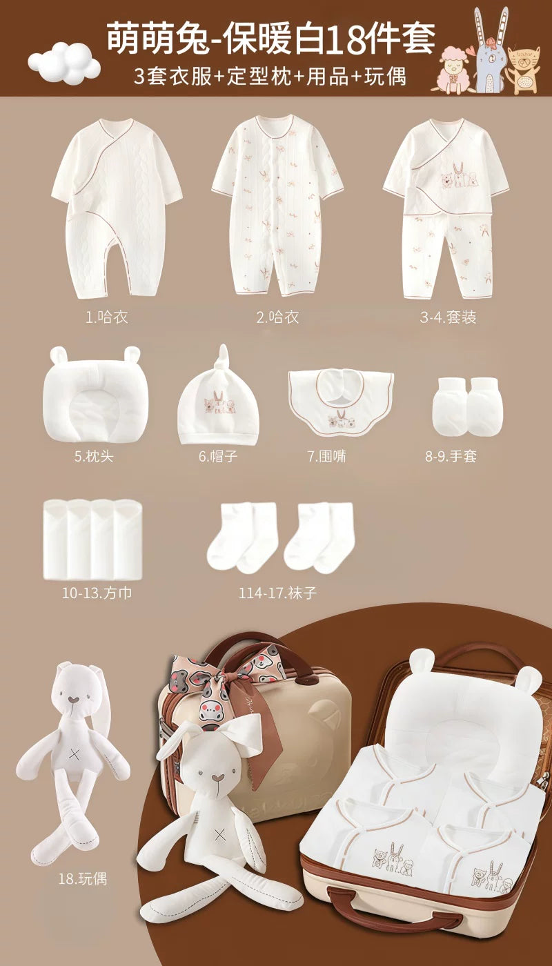 Yenidoğulmuş körpə geyimləri hədiyyə qutusu payız və qış dəsti, yeni doğulmuş körpənin bir aylıq qeyd etmə hədiyyəsi, yüksək səviyyəli ləvazimatlar