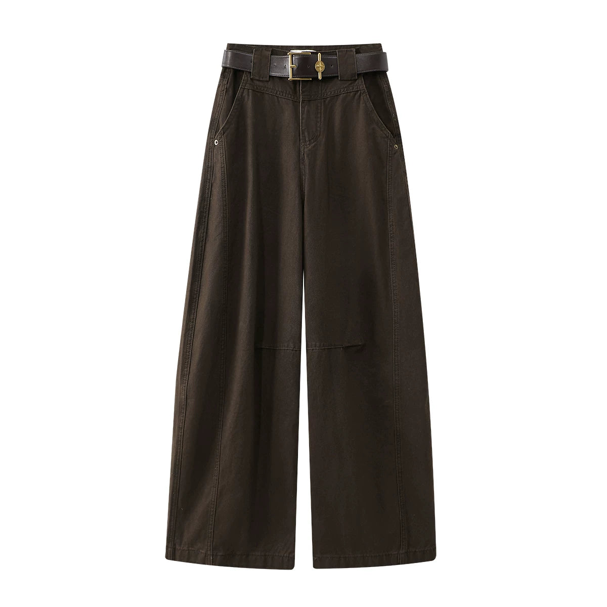 Erkən yaz üçün Cholisa yüksək belli çoxfunksiyalı seksual yük şalvarları, qadınlar üçün boş gündəlik düz ayaqlı enli cins şalvar