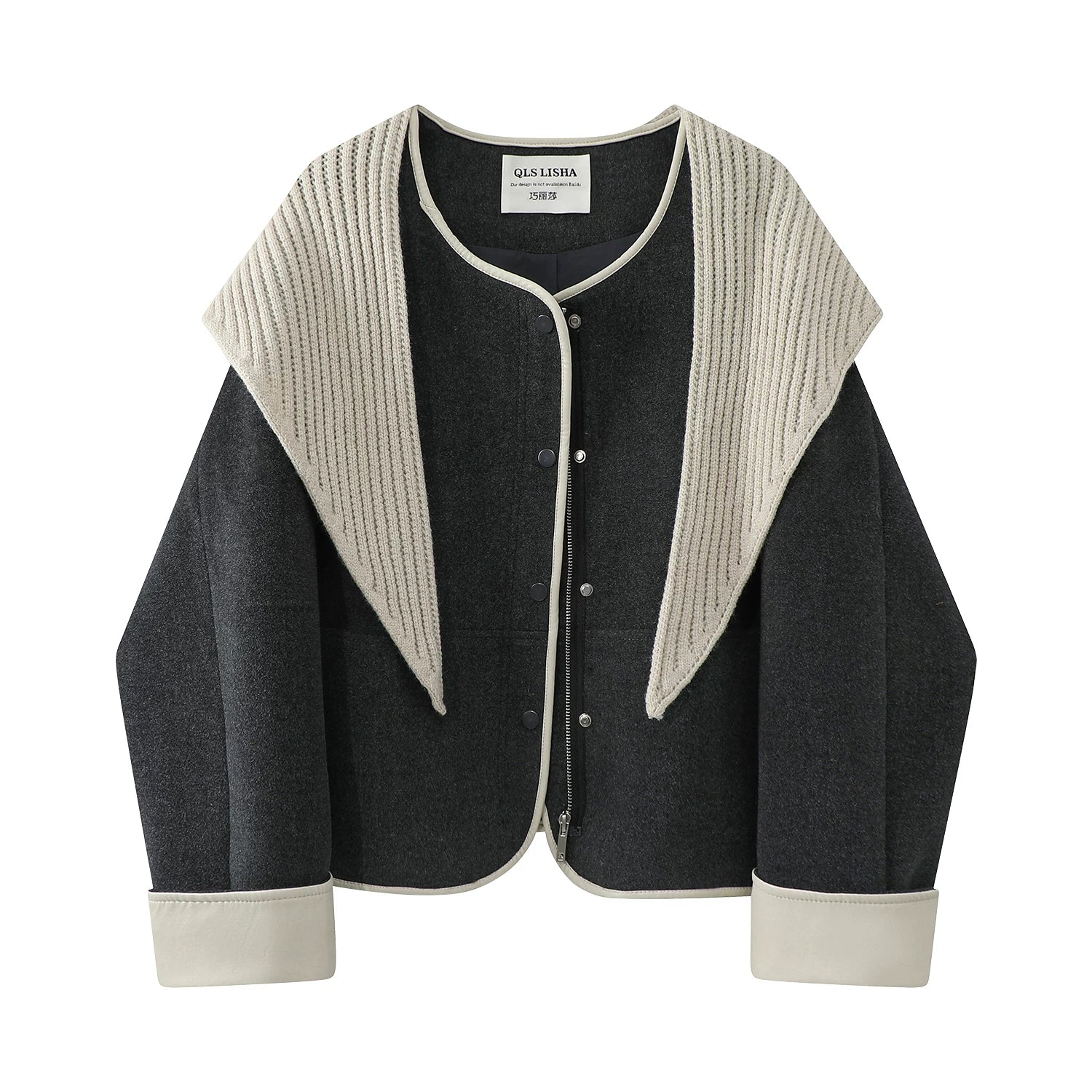 Qadınlar üçün Chola qısa yun palto, 2025 yeni payız və qış modası, yüksək keyfiyyətli ərik rəngi, Chanel üslubunda top.