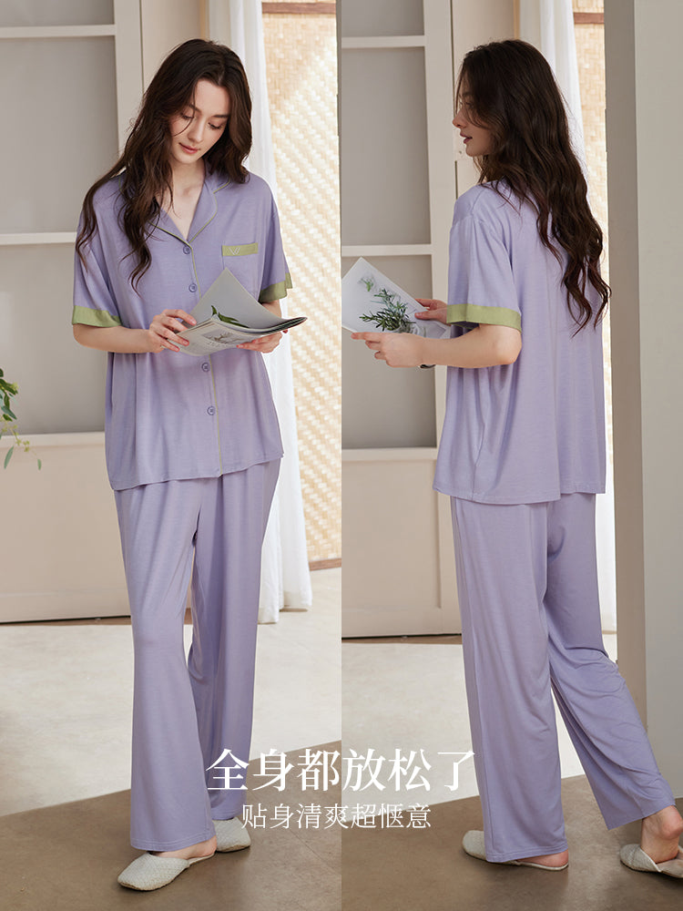 Xuanliang Modal pijama qadın yay nazik qısaqol şalvar yay buz ipək sərin böyük ölçülü ev geyimi dəsti