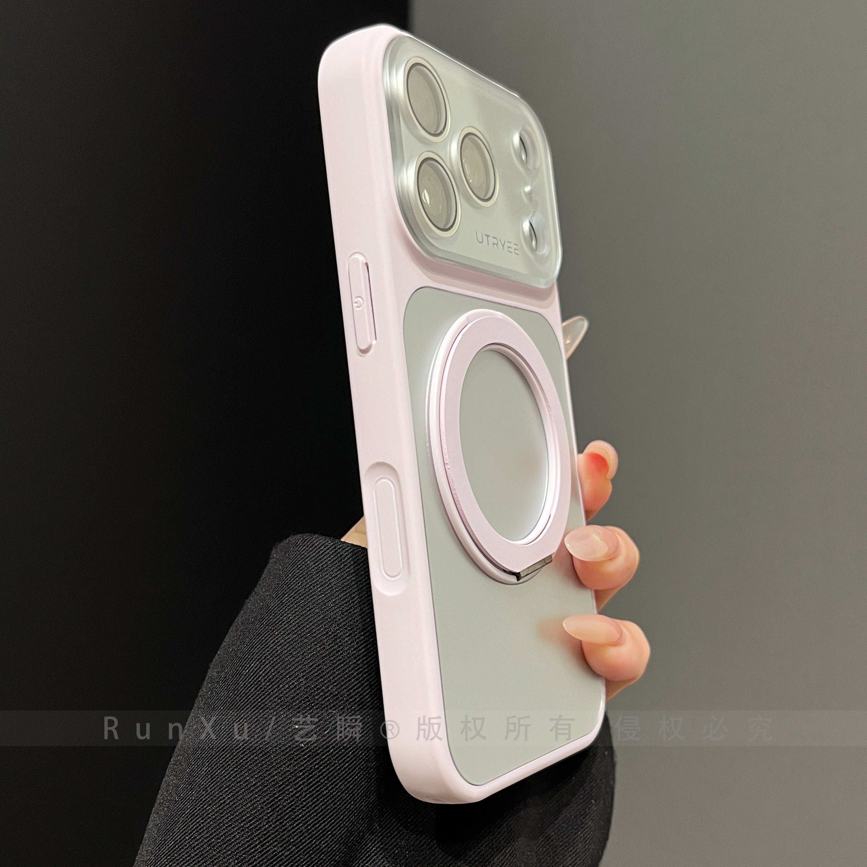 Tutqun gümüşü zərif AG tutqun dəri Apple 17ProMax mobil telefon qutusu iPhone16pro yeni 360° fırlanan stend 14 böyük pəncərə 13 hər şey daxil obyektiv filmi 15 qoruyucu örtük