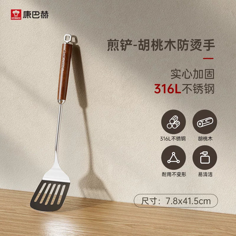 Konbach spatula 316L paslanmayan poladdan qoz spatula ev mətbəx qabları yemək qaşıq dəsti tam dəst spatula qaşıq süzgəc