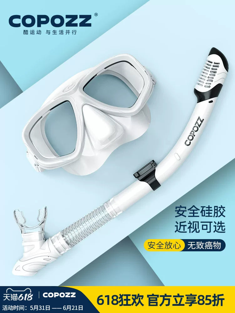 COPOZZ snorkeling maskası Sambo maskası sualtı dalğıc gözlükləri şnorkel dəsti tam quru miyopi üzgüçülük avadanlığı