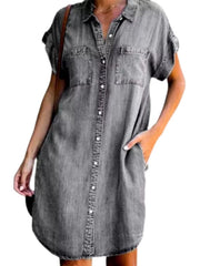 2025-ci il yay jeans qadın ziyafət geyimləri qadın denim köynək donu