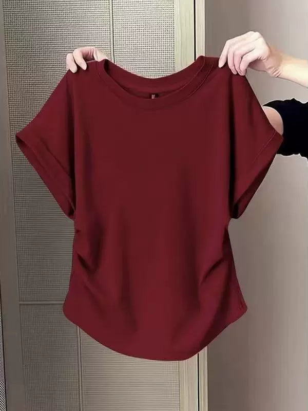 Yay yeni stil bir az yağlı mm qadın qısaqol köynək arıqlayan və ətini örtən çox yönlü dizaynlı köynək