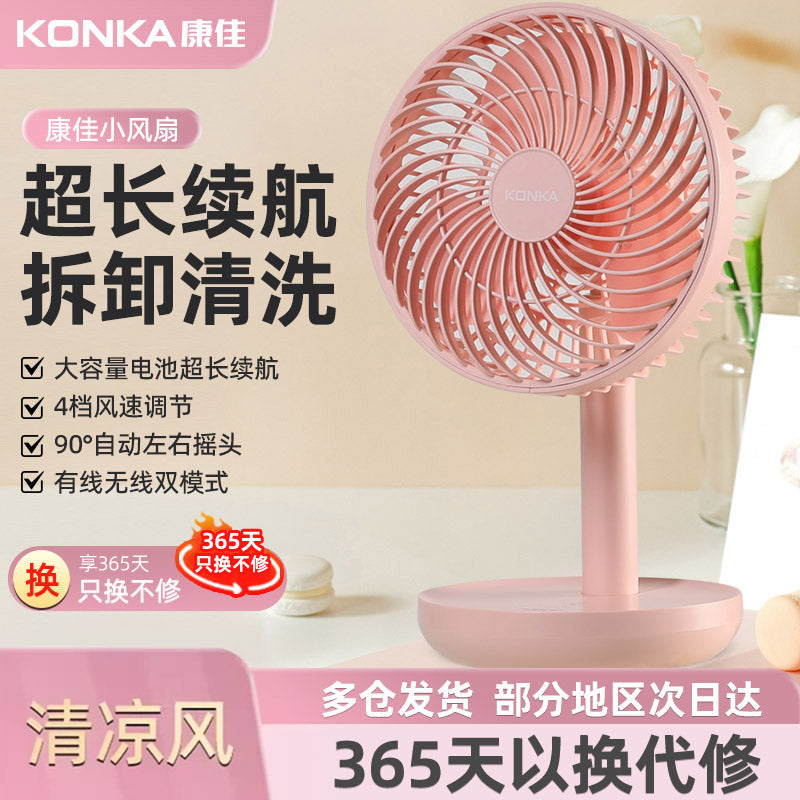 Konka kiçik fan masa üstü elektrikli fan USB şarj portativ kiçik yüksək külək tələbə yataqxanası masa üstü ev
