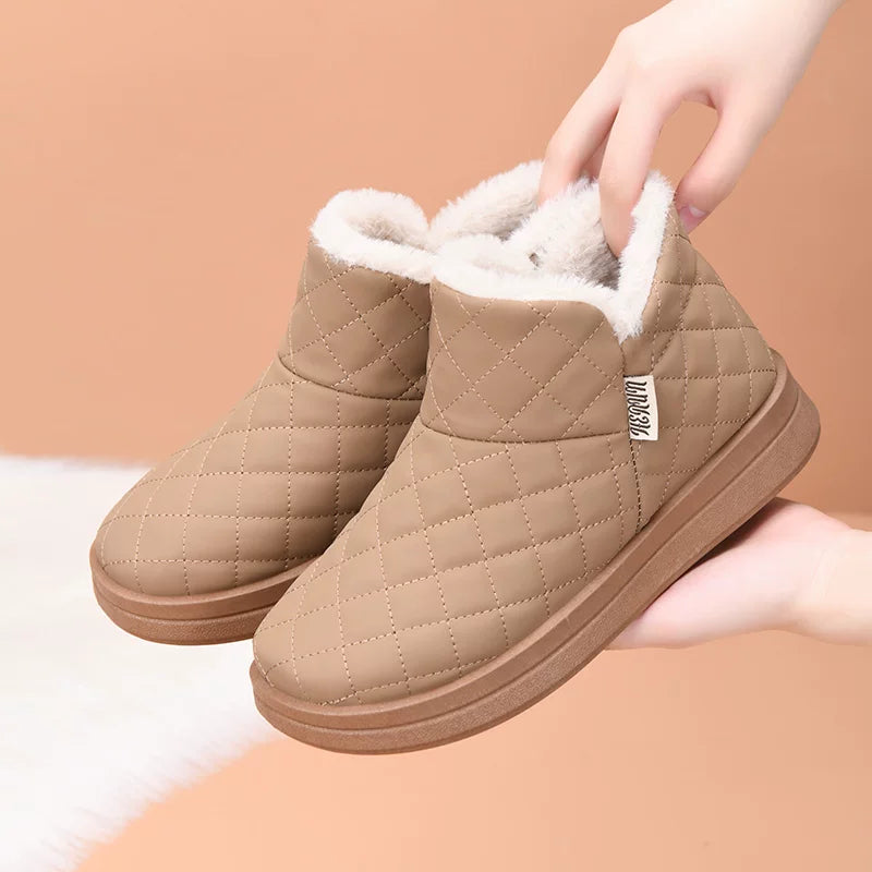 2025 Yeni Qış Yun Astarlı Rahat Qadın Pambıq Ayaqqabıları, Gündəlik İsti Qar Çəkmələri, Soyuqdan Qalınlaşmış Ana Ayaqqabıları, Qısa Çəkmələr