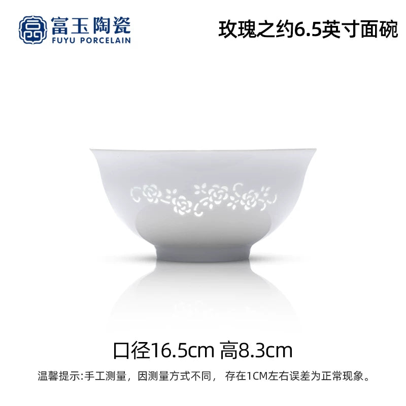 Fuyu Jingdezhen incə çini qab-qacaq dəsti məişət şirəli rəngli keramika düyü qabı boşqab şorbası əriştə qabı