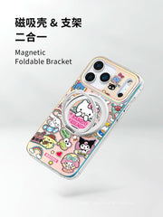 MASFEIL × Apple 17 Pro Max telefon qutusu üçün Sanrio stikeri, yeni 15 maqnit qayış dayağı, iPhone 16 Pro qoruyucu qutusu, 14 dayaq nöqtəsi, yüksək səviyyəli 13pm tam örtük.